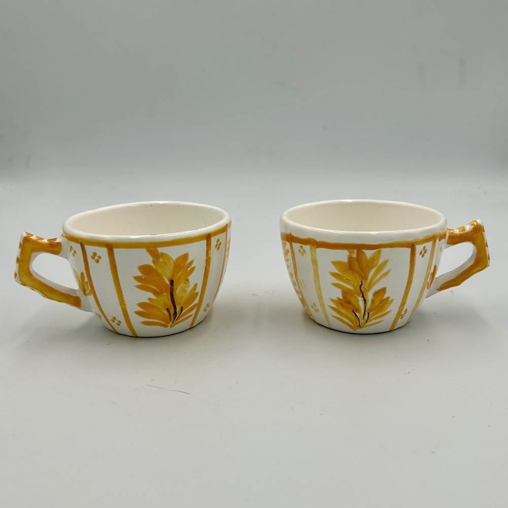 2‎ Vintage Henriot Quimper Cups Yellow Flowers
